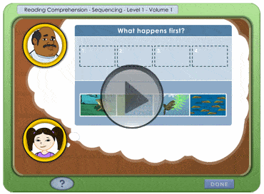 Grade 1: reading comprehension. Learn about sequencing with Carlos and Julie as they learn about the lifecycle of the American bullfrog. Sample lesson - Grade 1: reading comprehension. Learn about sequencing with Carlos and Julie as they learn about the lifecycle of the American bullfrog.
