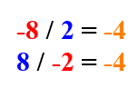 Dividing positive and negative numbers
