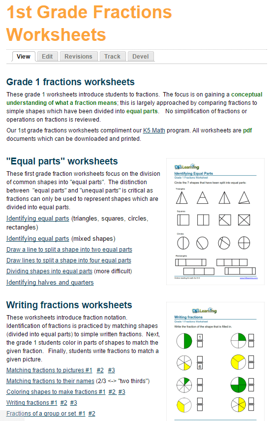 New First Grade Fractions Worksheets