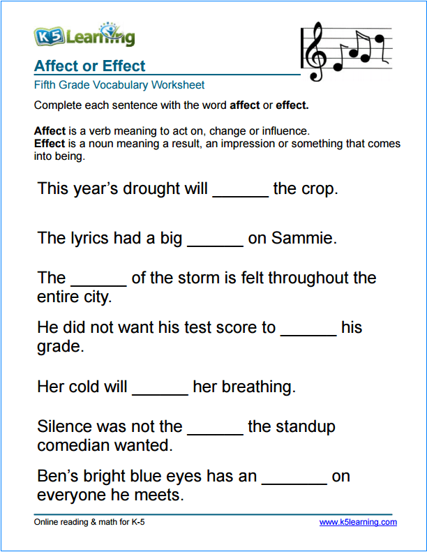 5th Class English Worksheets