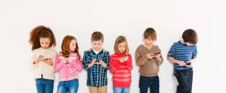 Kids using cellphones