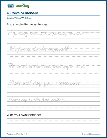 Cursive Handwriting Worksheet on handwriting sentences