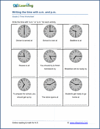 Am - pm time worksheet