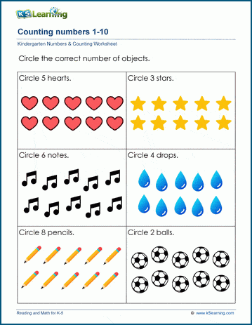 Kindergarten reading numbers and counting
