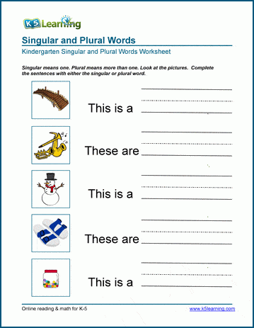 Write singular and plural words worksheets