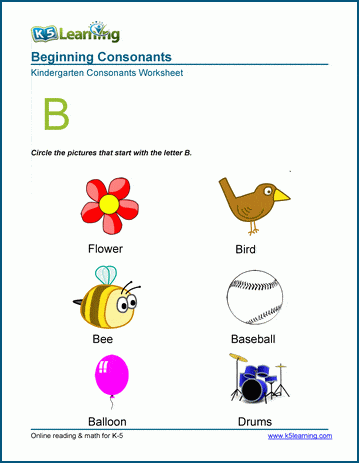 Beginning consonants worksheet