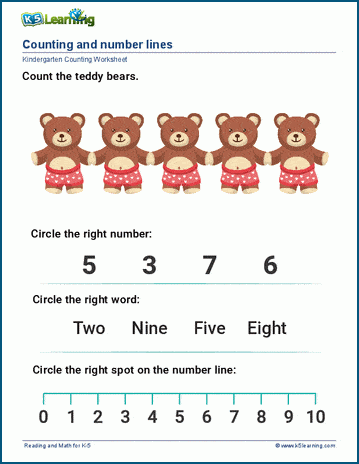 Counting & number lines worksheet