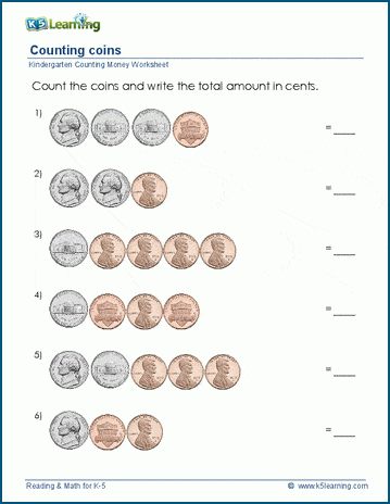 Counting coins worksheets