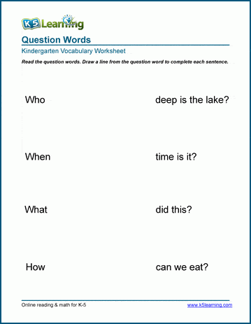 Learn interrogative words worksheet