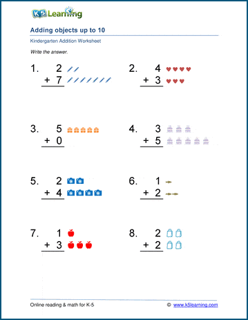 Sample Kindergarten Addition Worksheet