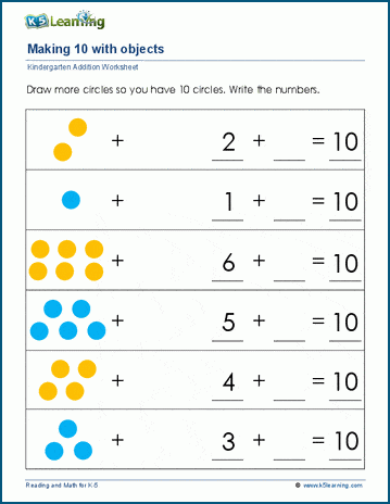 Making 19 with objects worksheets