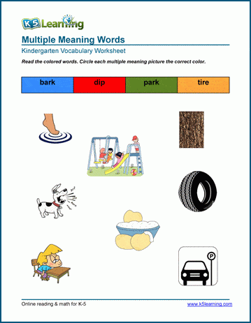 Matching multiple meaning words worksheets