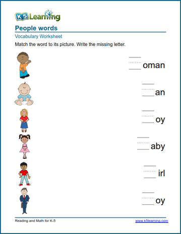 Kindergarten Practice People Worksheet