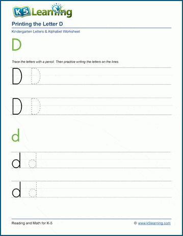 Printing letters worksheet: Letter D d