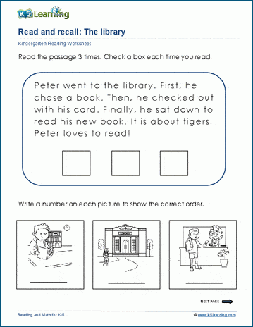 Read and recall worksheet
