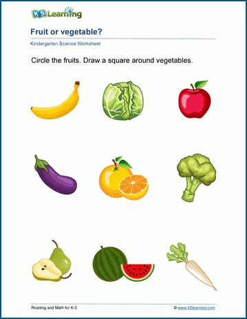 Fruit or vegetable worksheets