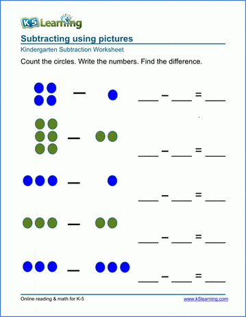 Free Preschool & Kindergarten Subtraction Worksheets - Printable | K5