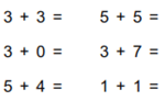 Addition facts horizontal example