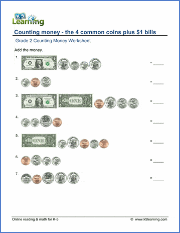 Sample Grade 2 Counting Money Worksheet