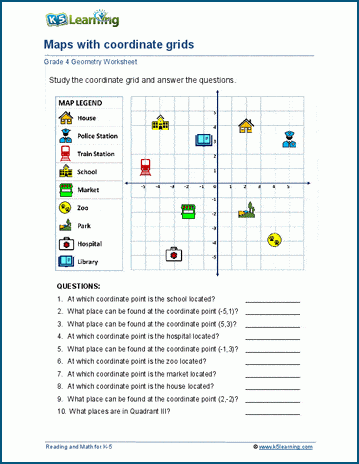 Maps with coordinate grids worksheet. 