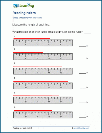 Reading rulers worksheet