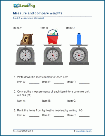 Measure and compare weights worksheet