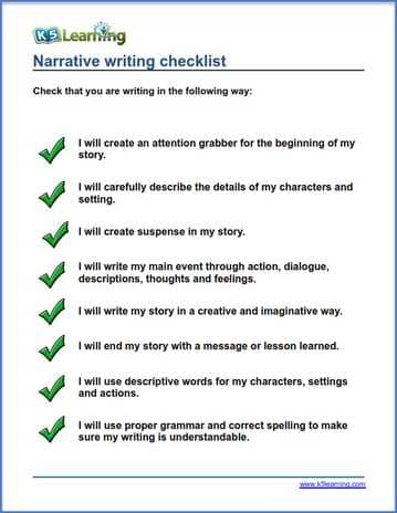 checklist for narrative writing