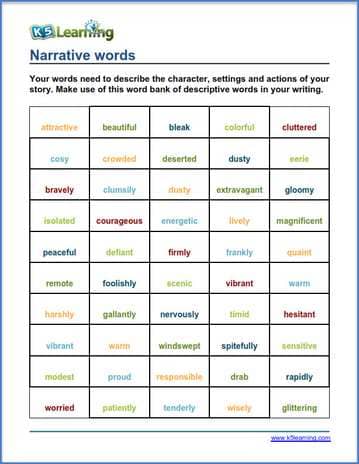 descriptive words for narrative writing