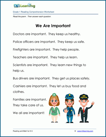 Grade 1 Children's Story - We Are Important