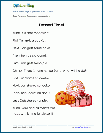 Grade 1 Children's Story - Dessert Time!