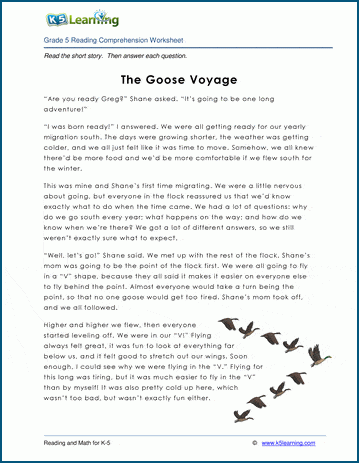 Grade 5 Children's Story - The Goose Voyage