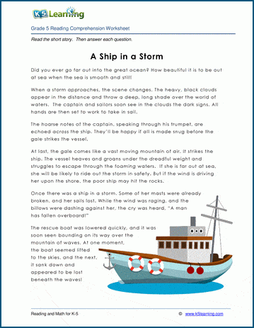 Grade 5 Children's Fable - A Ship in a Storm