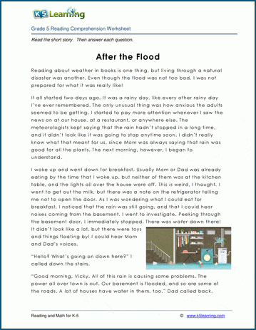 Grade 5 Children's Story - After the Flood