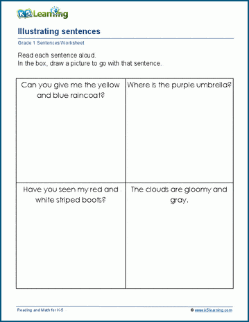 Sentences: Read and draw worksheet
