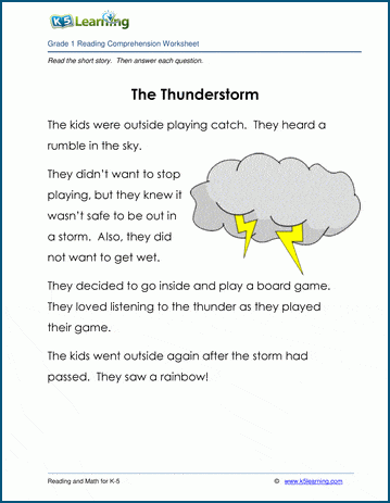 Grade 1 Children's Story - The Thunderstorm