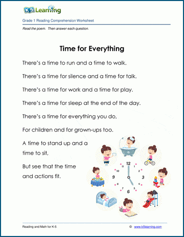 Grade 1 Children's Fable - Time for Everything