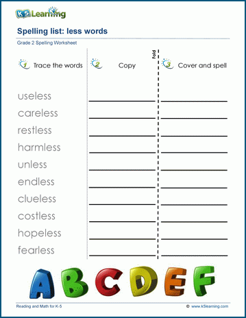 Spelling practice suffixes -2