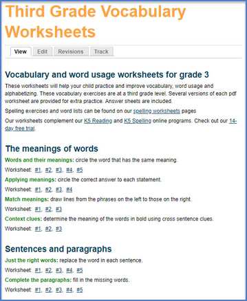 vocabulary worksheets