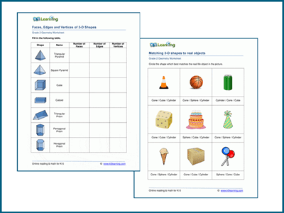 3D shapes worksheets