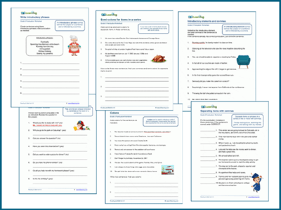 Commas, semi-colons and colons worksheets