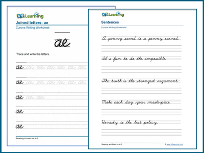 Cursive writing worksheets