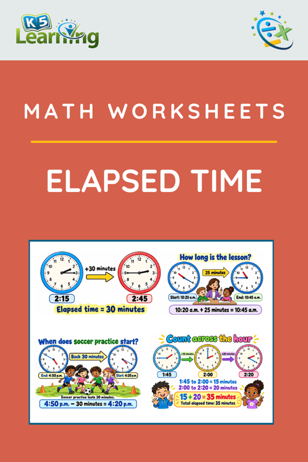 Learning Numbers Story Elapsed Time Worksheets | K5 Learning