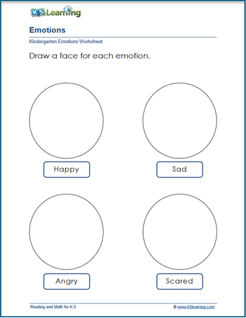 Draw the face to match the emotion worksheets