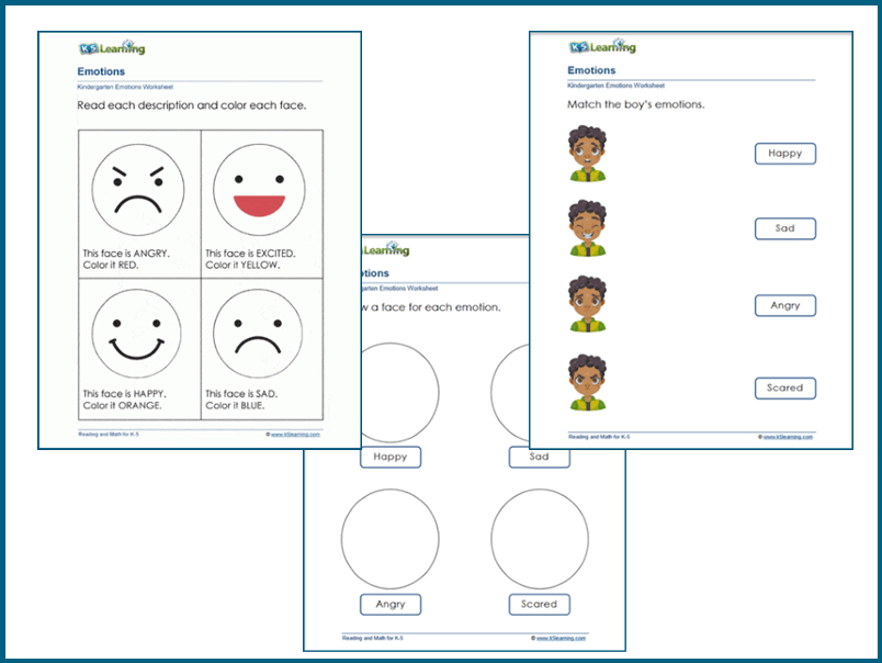 Kindergarten emotions worksheets