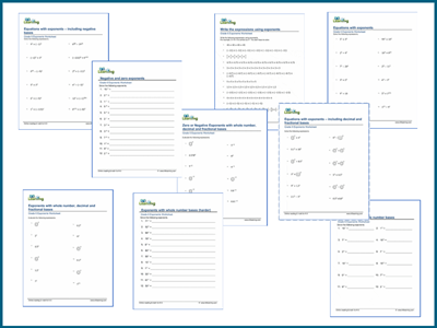 Exponents worksheets