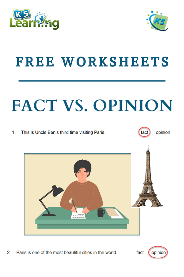 Fact Or Opinion Worksheets K5 Learning