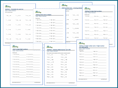 Grade 1 mental addition worksheets