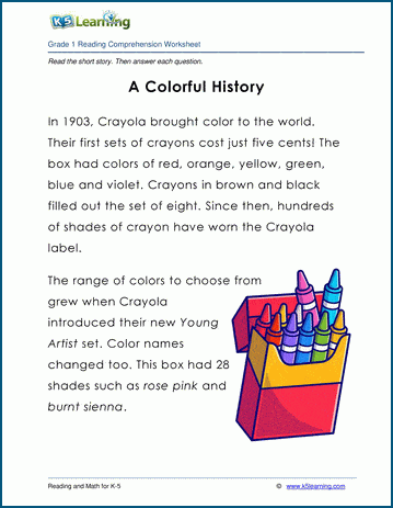 A colorful history grade 1 story