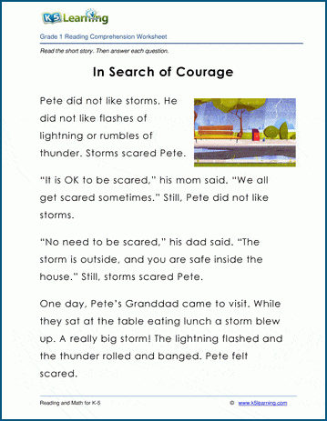 In search of courage grade 1 story