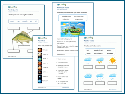 Science worksheets for grade 2 students.